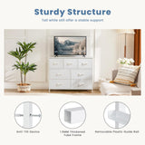 Dresser for Bedroom with 7 Drawers, Anti-Tip Wide Fabric Chests Storage Organizer Tower Furniture, TV Stand for TV up to 45 inch with Wooden Top Metal Frame for Clothes, Living Room, Hallway, Entryway Atilioo