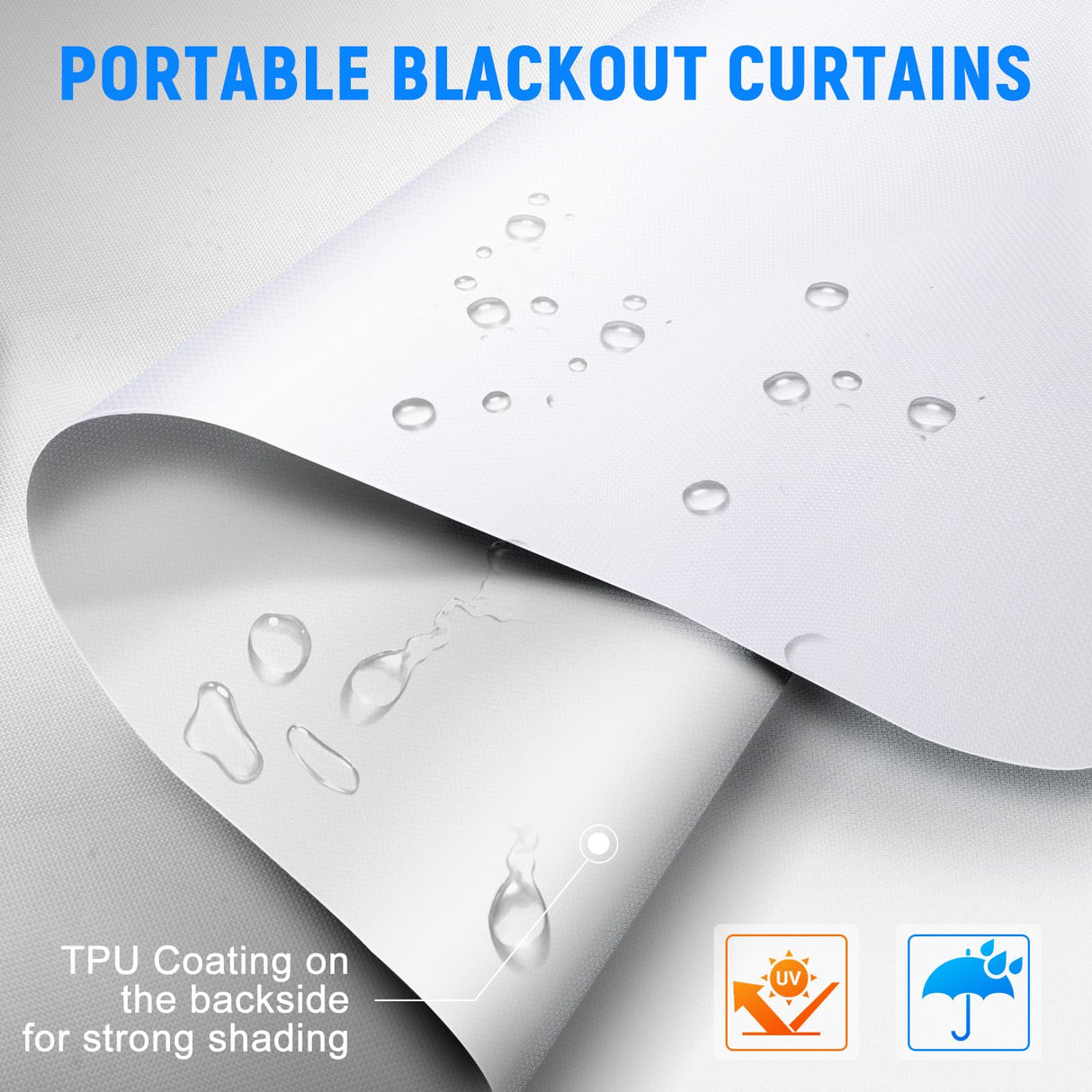 Blackout Curtains for Bedroom, Self Adhesive Indoor Blackout Blinds, No Drilling or Tools, UV Protection, Portable Roller Window Shades for Living Room Office or RV Travel (36" W × 72" H, White) Hezbjiti