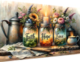 ijbnhd 5D Large Diamond Painting Kits for Adults, Faith,Hope,Love Wishing Bottle Extra Large Diamond Art kit for Beginner, DIY Full Drill Round Gem Art Crafts for Adults Home Wall Decor 16x28inch ijbnhd