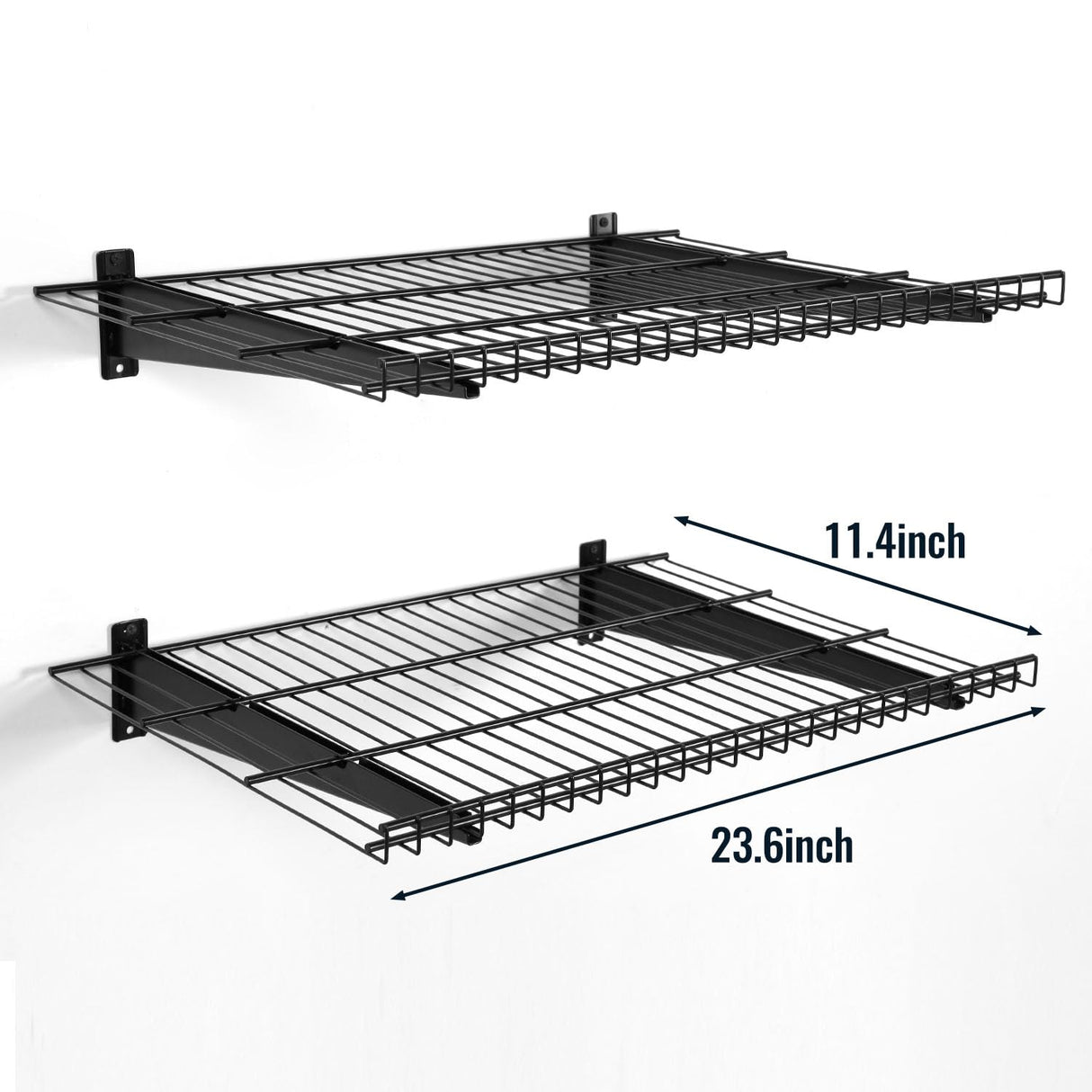 Aking Ace 2 Pack Garage Wall Mounted Shelf, 23.6" x 11.4" Heavy Duty Wall Storage Shelves for Garage, Workshop, Laundry Room and Kitchen, Max Load 50 lbs (Black,2 Pack) Aking Ace