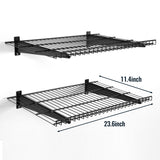 Aking Ace 2 Pack Garage Wall Mounted Shelf, 23.6" x 11.4" Heavy Duty Wall Storage Shelves for Garage, Workshop, Laundry Room and Kitchen, Max Load 50 lbs (Black,2 Pack) Aking Ace