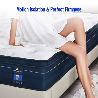 DINBooonLUX Queen Mattress,12 Inch Memory Foam Hybrid Mattress in a Box, Motion Isolation Individually Pocke Coils Mattress,Pressure Relief,Back Pain Relief,Breathable,Medium Firm Non-Fiberglass