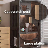 GUQASDV Cat Cage Wood, Catio Indoor Cat Enclosure, Enclosed Cat Playpen, Cat Crate with Wheels and Cat Scratch Post for Ferret, Chinchilla, Small Animals(Black,90x60x120cm) GUQASDV
