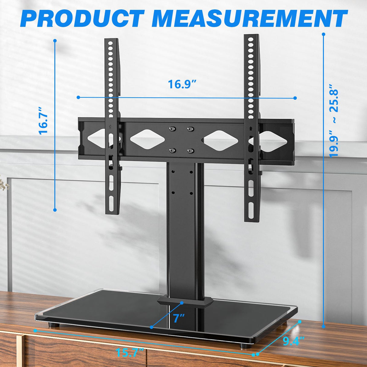 Rfiver Universal Table Top TV Stand TV Base Replacement for Most 27 30 32 39 40 42 43 49 50 55 60 Inch LCD LED Plasma Flat Screen TVs, Vesa Mount Holds up to 88 lbs, Height Adjustable Rfiver
