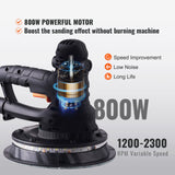 VEVOR Drywall Sander, 800W Electric Sander with 12 Sanding Discs, Variable Speed 1200-2300 RPM Wall Sander with Automatic Vacuum Dust Collection System, Double LED Lights, Dust Bag, Detachable Edge VEVOR