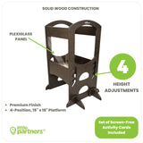 Little Partners Chef Series Learning Tower Toddler Tower – Kitchen Stool Adjustable Height Standing Tower Helper, Wooden Frame Counter Step-Up (Grey) Little Partners