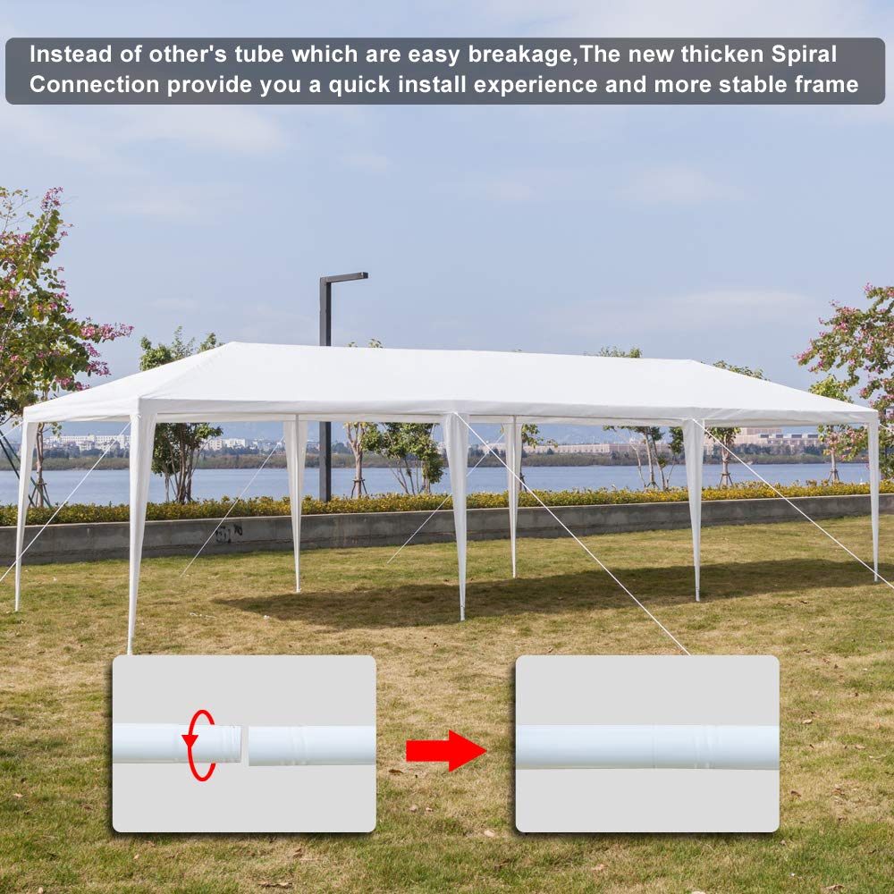 KepooMan 10' x 30' Outdoor Gazebo Canopy Waterproof Party Tent Wedding Canopy with 5 Removable Sidewalls & Brighter Church Windows - WoodArtSupply