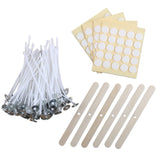 MILIVIXAY 3.5" Candle Wick Bundle: 100PCS Candle Wicks, 100PCS Candle Wick Stickers and 6PCS Wooden Candle Wick Holders - Wicks Coated with Paraffin Wax, Cotton Wicks Kits for Candle Making. MILIVIXAY