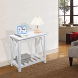 FEUFOAM Narrow End Table Wood Rustic Farmhouse Side Tables with Storage Shelves Narrow Sofa Table for Small Spaces Living Room Bedroom Bathroom Dorm Rustic White FEUFOAM