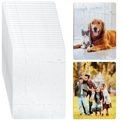 Tlence 24 Sets Blank Sublimation Puzzle, Rectangle White Jigsaw Puzzles, DIY Custom Heat Press Thermal Transfer Puzzle for Adults, Arts and Crafts Projects for Decorating (A5-20 Style)