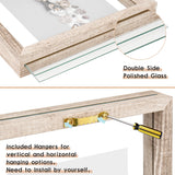 MUYE 10x10 Floating Frame Distressed Beige White Wood Pattern,Double Glass Square Picture Frame Display Any Size Photo up to 10x10,Wall Mount or Tabletop,2 Pack MUYE