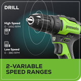Greenworks 24V Cordless Drill & Circular Saw Combo Kit, Brushless Power Tools Set with 310 in./lbs Power Drill, 7-1/4" Circular Saw, 2×2.0Ah Batteries and Fast Charger Included Greenworks
