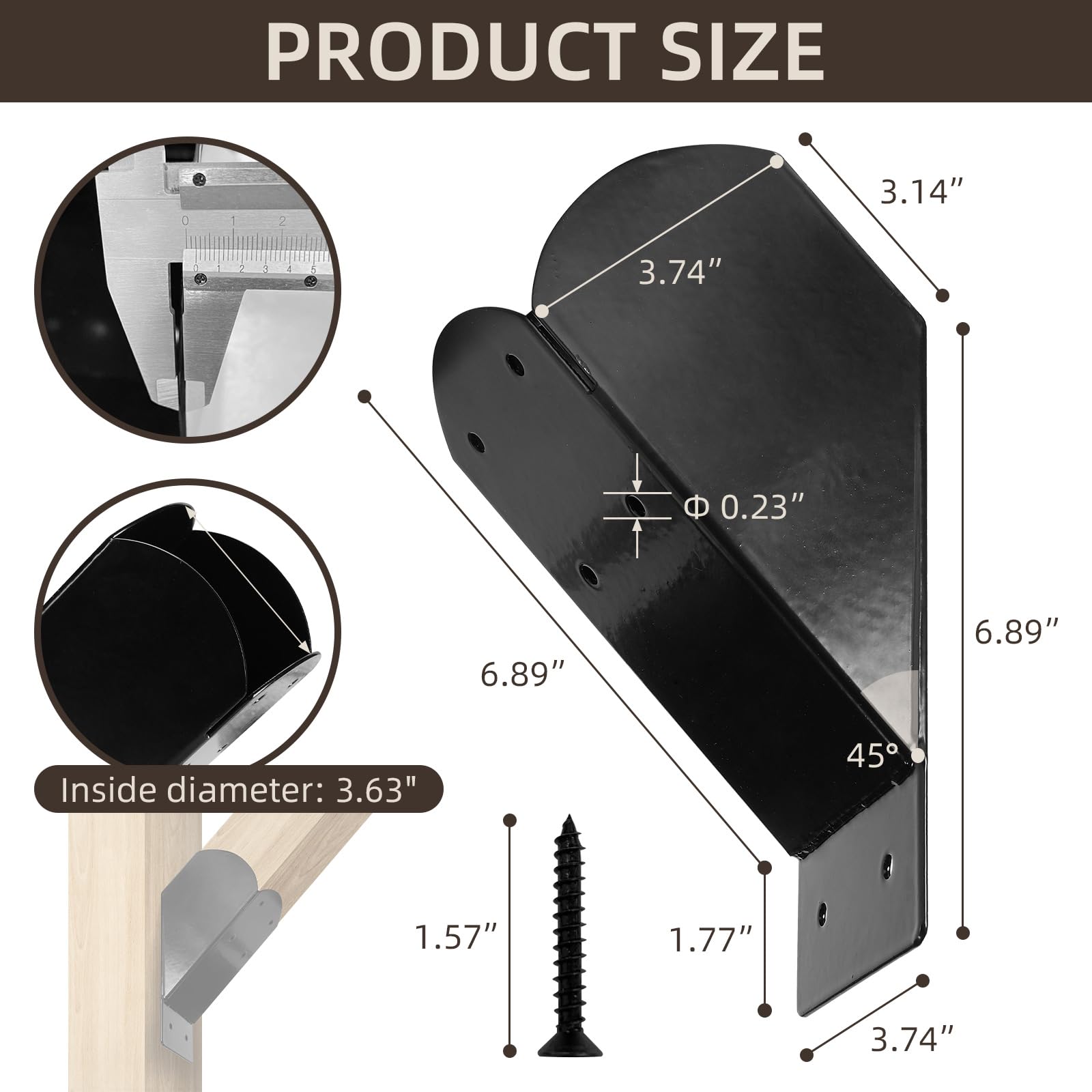 Rasugarlary Pergola Brackets, 2 Pcs 45-Degree Angle Bracket Heavy Duty Connector Brace for 4x4'' (Actual: 3.5x3.5'') Wood Post and Beam Pergola Gazebo DIY Kit - WoodArtSupply