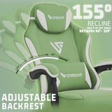 Vonesse Gaming Chair, Computer Chair Fabric with Pocket Spring Cushion, Office Chair with Footrest and Massage Lumbar Support, Reclining Gaming Chairs for Adults 250LBS (Green) Vonesse