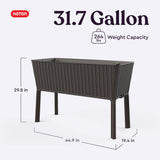 Keter Splendor 31.7 Gallon Raised Garden Bed with Self Watering Planter Box and Drainage Plug-Perfect for Growing Fresh Vegetables, Flowers and Herbs, Brown Keter