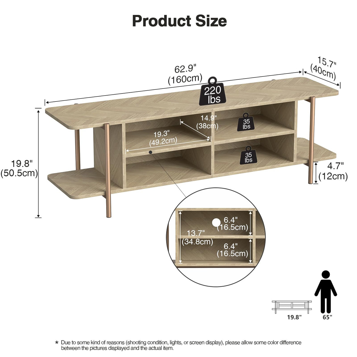 Giluta TV Stand for TV up to 75 Inch, Wood TV Cabinet with Open Storage, Entertainment Center TV Console Table, Coffee Table for Living Room (Light Oak) Giluta