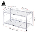 FlagShip 2 Tier Under Sink Organizers and Storage Rack Expandable Cabinet Shelf for Kitchen Bathroom Silver (17-25 inches) FlagShip