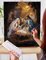 LWZAYS Nativity Scene Paint by Number Kit for Adults Canvas,Christmas Jesus Born Paint by Numbers for Adults Beginners Canvas, Christian Religious Painting by Numbers for Gift Decor - 16x20Inch LWZAYS