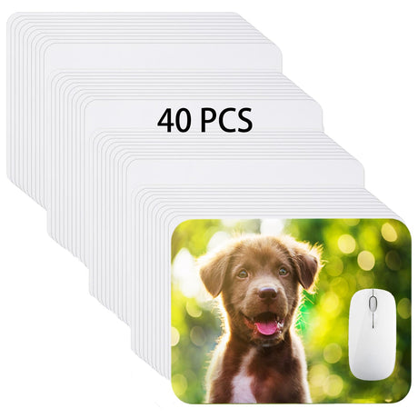 Nicunom 40 Pcs Sublimation Mouse Pad Blanks, Heat Press Printing Crafts Mousepads 3mm Thick DIY Custom Mouse Pads Anti-Slip Rubber Mouse Mat for Office Laptop Computer Gaming Nicunom