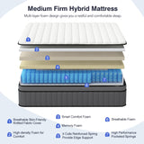 DIFAME California King Size Mattress, Upgrade Strengthen 14 Inch Hybrid California King Mattress in a Box,Mattress Cal King Size with Memory Foam and Independent Pocket Spring,Medium Firm DIFAME
