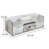 Liry Products Whitewashed Wooden Desktop Organizer Multiple Compartments Rack Shelf Drawer Tabletop Wood Storage Cabinet Office Supplies Caddy Document Stationery Holder Accessory Sorter Vanity Home ExoLiry