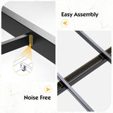 LUXOAK Full LED Bed Frame with Bookcase Headboard and 4 Drawers,Farmhouse Storage Bed with Charging Station & Linen Upholstered, No Box Spring Needed, Distressed White LUXOAK