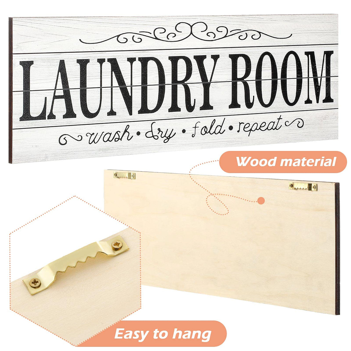 Jetec 2 Pcs Pantry Sign Wooden Pantry and Laundry Room Signs Wall Decor Farmhouse Laundry Pantry Room Door Sign for Kitchen Home Pantry Room, 15 x 5 Inches(White) Jetec