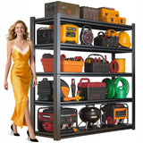 63''H Garage Shelves Heavy Duty Garage Shelving Units, 3000 LBS Capacity Industrial Shelving, Detachable and Adjustable 5-Tier Metal Storage Shelves for Warehouse, Basement, Black (63''H×40''W×18''D) ErgoNova