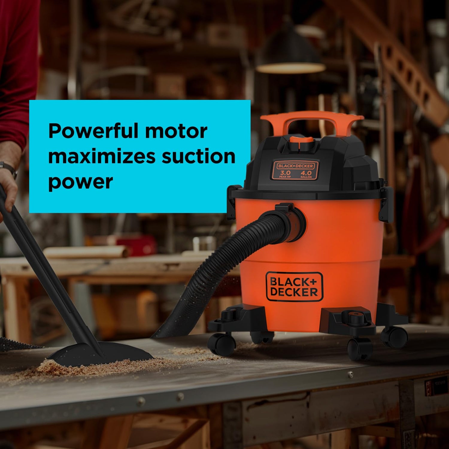 BLACK+DECKER 4 Gallon Shop Vacuum - 3-in-1 Wet/Dry Vac With Blower Function, 3 HP Motor
