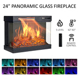 LUXOAK Fireplace TV Stand with 3-Sided Glass Electric Fireplace, 59" Media Entertainment Center with Farmhouse Glass Door Storage Cabinet, TV Console Table for TVs up to 65", Wash Gray LUXOAK