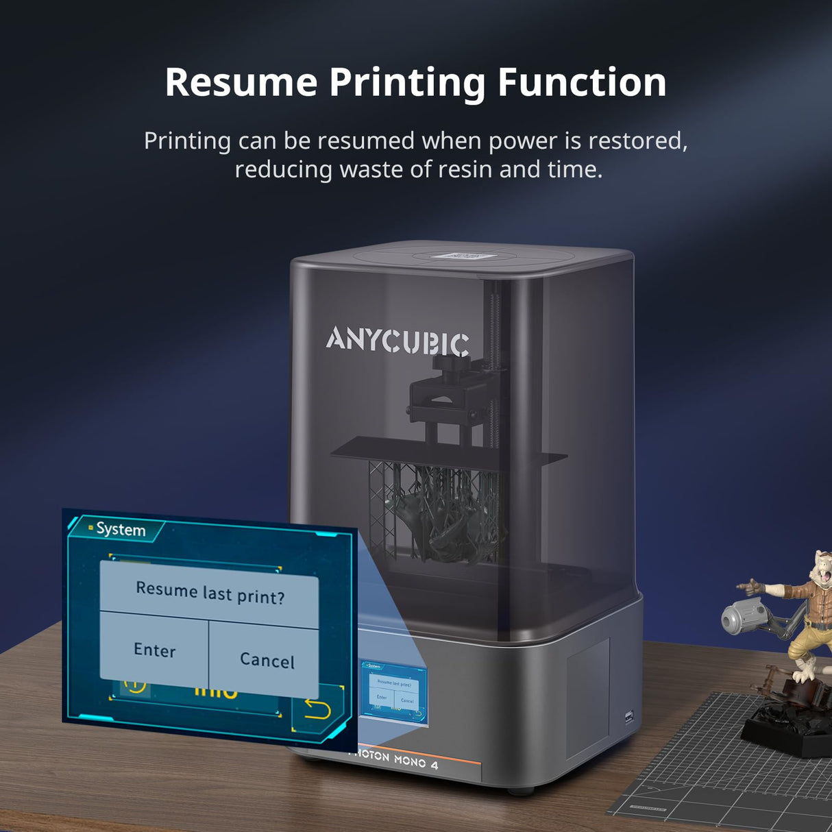 ANYCUBIC 10K Resin 3D Printer, Photon Mono 4 LCD 3D Printer with 7-inch Mono Screen, Upgraded LighTurbo Matrix and Printing Platform, Printing Size of 6.04''x3.42''x6.49'' ANYCUBIC