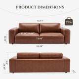 COLAMY 95" Oversized PU Leather Sofa, Comfy Sofa Couch with Extra Deep Seats, Wide Arm, Down Filled 3-Seater Modern Sofa for Living Room, Apartment Lounge-Auburn COLAMY