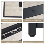 Tangkula 7 Piece Patio Furniture Set with Fire Pit Table, Includes 42 Inches 60,000 BTU Propane Rectangle Fire Pit and Protective Cover, Outdoor Cushioned Sectional Sofa Set for 5 (Off White) Tangkula