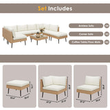 ENSTVER Outdoor Patio Sectional Furniture Set, 8 Piece Wicker Conversation Patio Furniture Wtih Extra Waterproof Cover and Thick Cushions for Garden, Backyard(Beige) ENSTVER