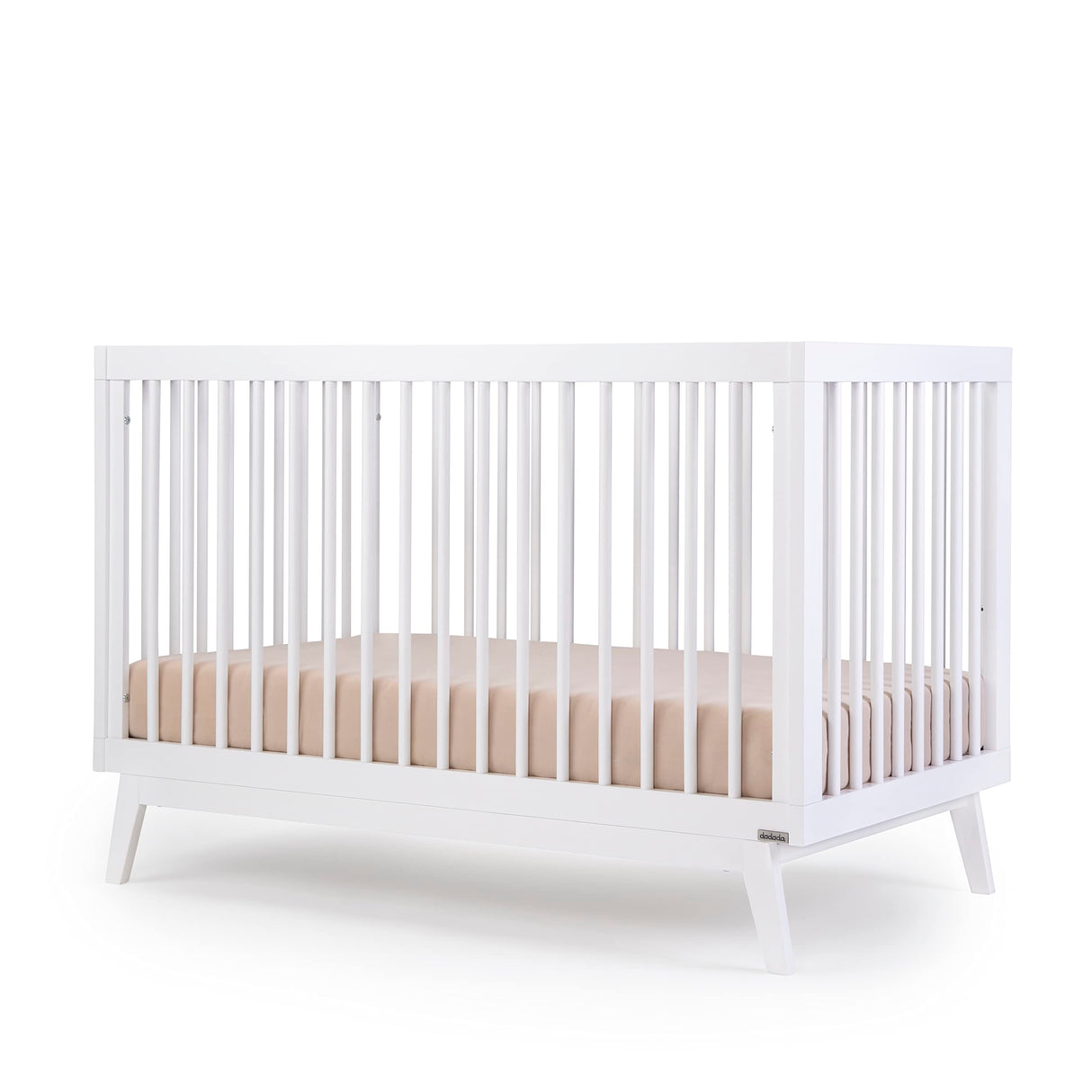 dadada Baby Soho 3-in-1 Convertible Crib to Toddler Bed – Wooden Crib Made in Italy, GREENGUARD Gold Certified Small Baby Crib – Baby-Safe Finish, Modern Design (White) dadada