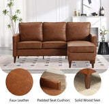 EBELLO Sectional Sofa Couch, L Shaped Couch Faux Leather Sofa with Reversible Chaise, Lounge Sofa for Living Room Apartment Small Space, Dark Brown EBELLO