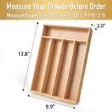 Besilord Silverware Organizer Kitchen Drawer Organizer Utensil Organizer Bamboo Silverware Holder Cutlery Organizer in Drawer Flatware Organizer Tray(5 slots, Natural Besilord