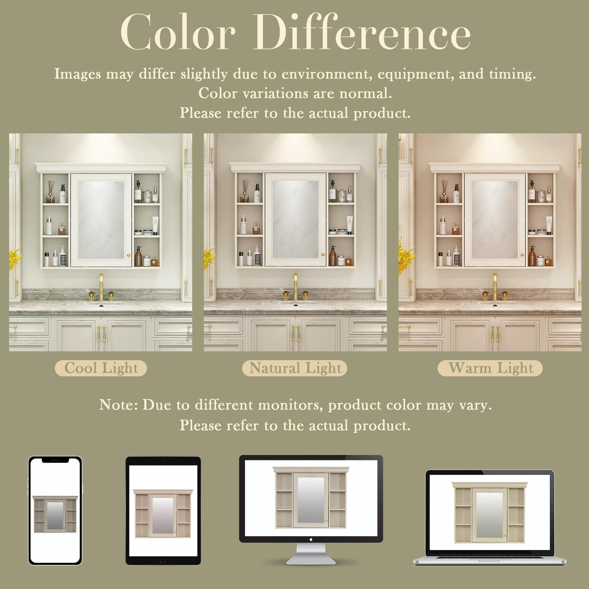 Virubi 36 Inch Wall Mounted Medicine Cabinet, Bathroom Storage Cabinet with Mirror Door and 6 Adjustable Open Shelf, Mirror Cabinet for Bathroom Virubi