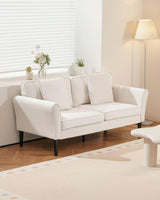 VEVOR Loveseat Sofa, 69-Inch Small Sofa Couch for Living Room, Velvet Fabric 2-Seats Couch with Sinuous Spring, Soft Cushions and Sturdy Frame, Comfy Loveseat for Bedroom, Office or Apartment, White VEVOR