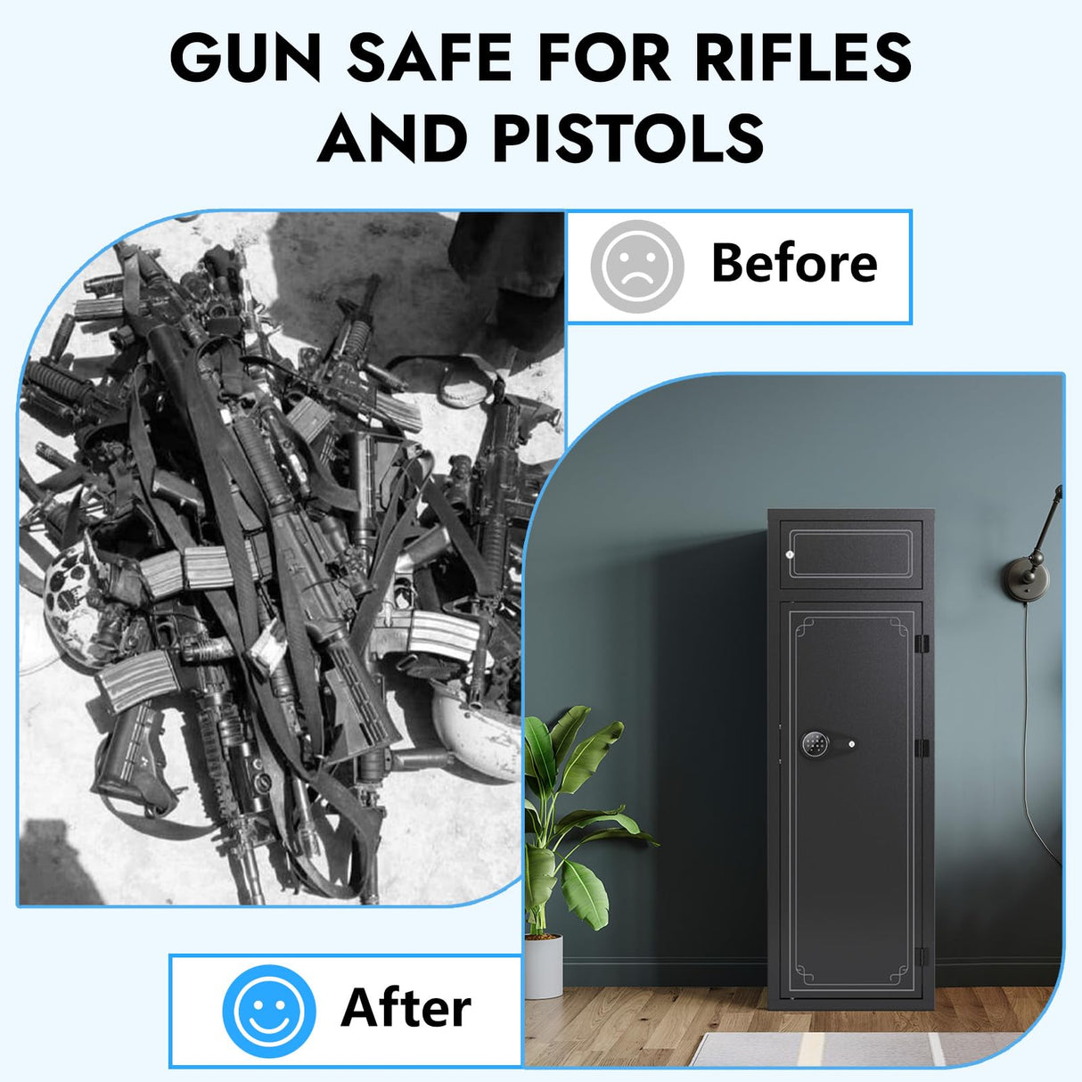 Karini 8-12 Gun Safe for Rifles and Pistols Large Rifle Safe with Electronic Combination Lock & Separate Storage 3 Removable Shelves 180° Door for Garage Bedroom & Shooting Club Karini