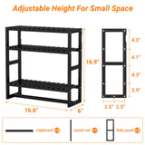 PPN Towel Rack Bathroom Storage Shelves Over The Toilet with Towel Bar 100% Bamboo Adjustable Height Floating Shelf Wall Shower Shelf for Small Space Bathroom Kitchen Multi Usage (Black-1Pack) PPN