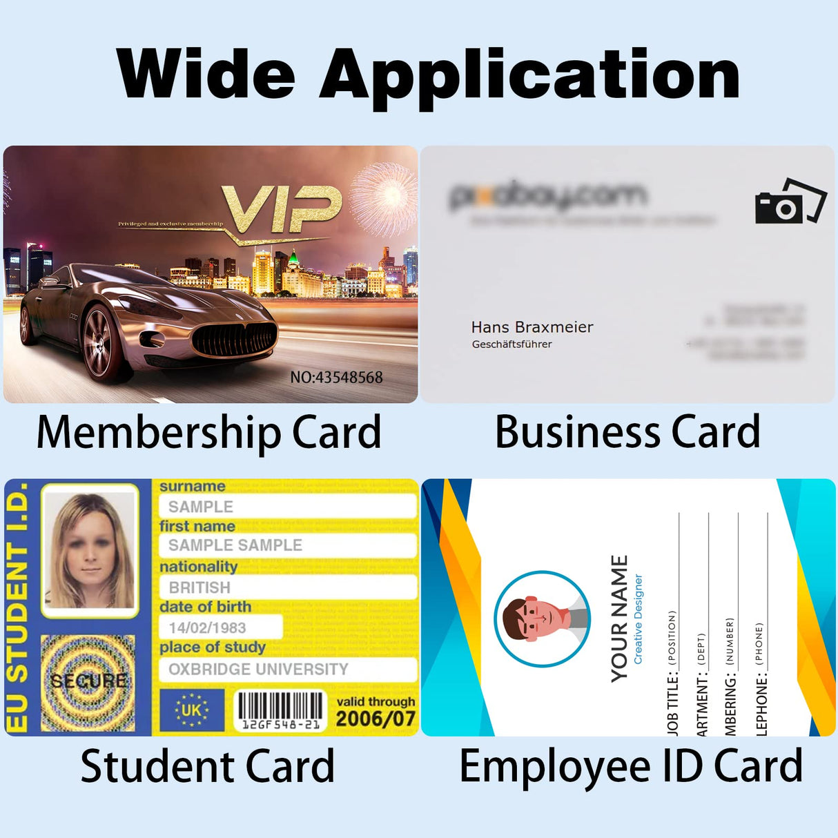 20 Pack Premium Blank PVC Cards, CAETOUNG CR80 30 Mil Graphic Quality White Plastic Cards for Photo ID Badge Printers CAETOUNG