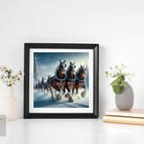 5D Christmas Diamond Painting Kits for Adults, Christmas Diamond Art Kits for Adults Beginner, DIY Full Drill Clydesdale Horse Winter Diamond Dot Gem Painting for Home Wall Decor 13.78x13.78inch BYGFHLYW