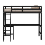 Hillsdale Caspian Black Solid Wood Twin Loft Bed with Built-In Desk for Kids Hillsdale