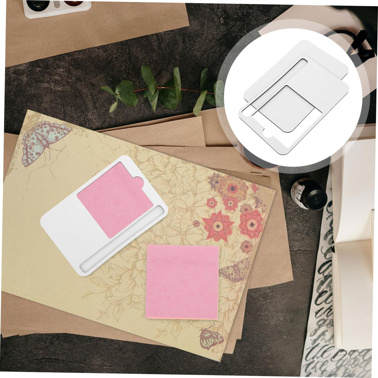 ORFOFE Sublimation Note Pad Sublimation Blanks Memo Pads Sticker Holder Sticky Memo Note Tray Sticky Memo Note Holder Note Pads Memo Sticker Holder Memorandum Decorate Wooden ORFOFE