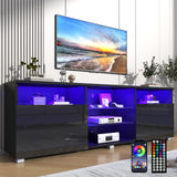 Vinctik 6&Fox Modern LED 70 inch TV Stand for 75/80 inch TV,High Glossy TV Entertainment Center with Storage Drawer,TV Stands for Living Room,APP RGB Light,Smart Modern TV Cabinet(71in Black) Vinctik 6&Fox
