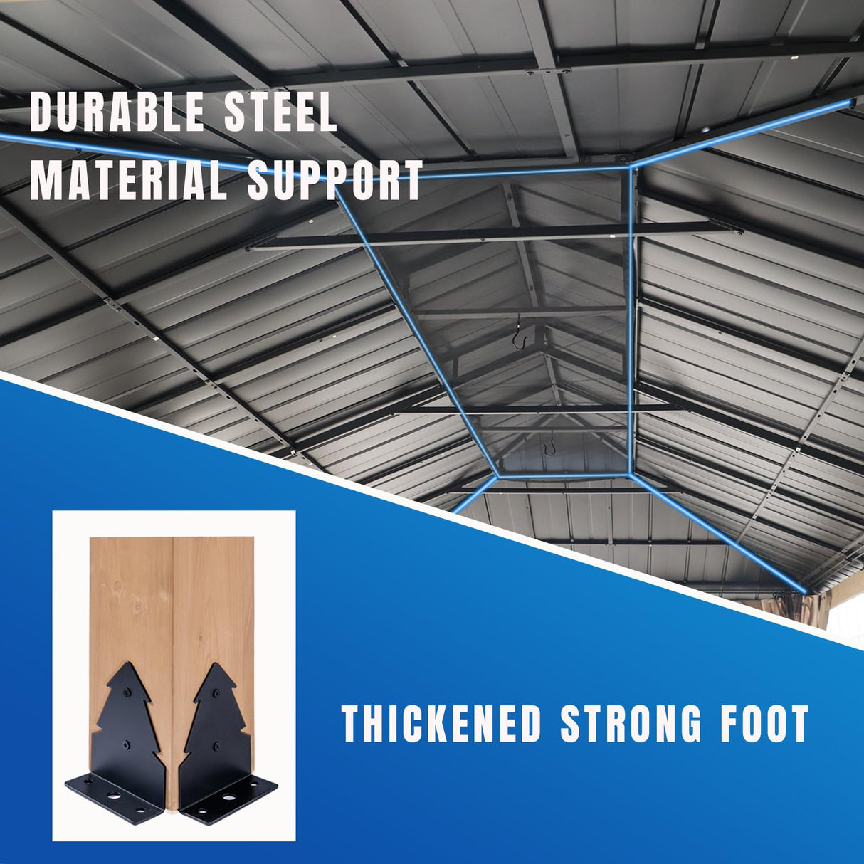 FAB BASED 12x20FT Hardtop Wood Gazebo, Natural Solid Cedar Frame Gazebo with 2-Tier Vented Roof, Outdoor Metal Canopy Pavilion with Netting & Curtains for Deck, Garden, Backyard, Lawn (Khaki) FAB BASED