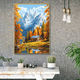 Diamond Art Kits for Adults, Autumn Snow Mountain Diamond Painting Kits for Adults 5D DIY Full Drill Diamond Dots for Gift Wall Decor and Relaxation Gem Arts 12x16 inch Eiazuiks