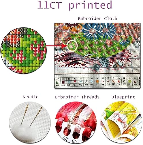 Cow Stamped Cross Stitch Kits for Adults Beginner, Sunflowers Counted Cross Stitch Kits Printed Stitching Cute Patterns Dimensions Needlepoint Art Crafts Embroidery Kits for Adults Beginners