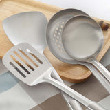 Pleafind 4-Pcs Cooking Utensils Set, Stainless Steel Kitchen Utensils, Wok Utensils Set Include Wok Ladle, Slotted Spoon, Wok Spatula and Slotted Spatula, Dishwasher Safe Pleafind